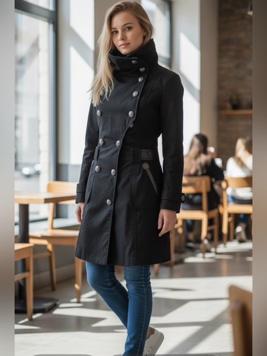 Mackage Jackets & Blazers - Mackage Steampunk Military Style Gabardine Leather Trimmed Trench Coat Size M.